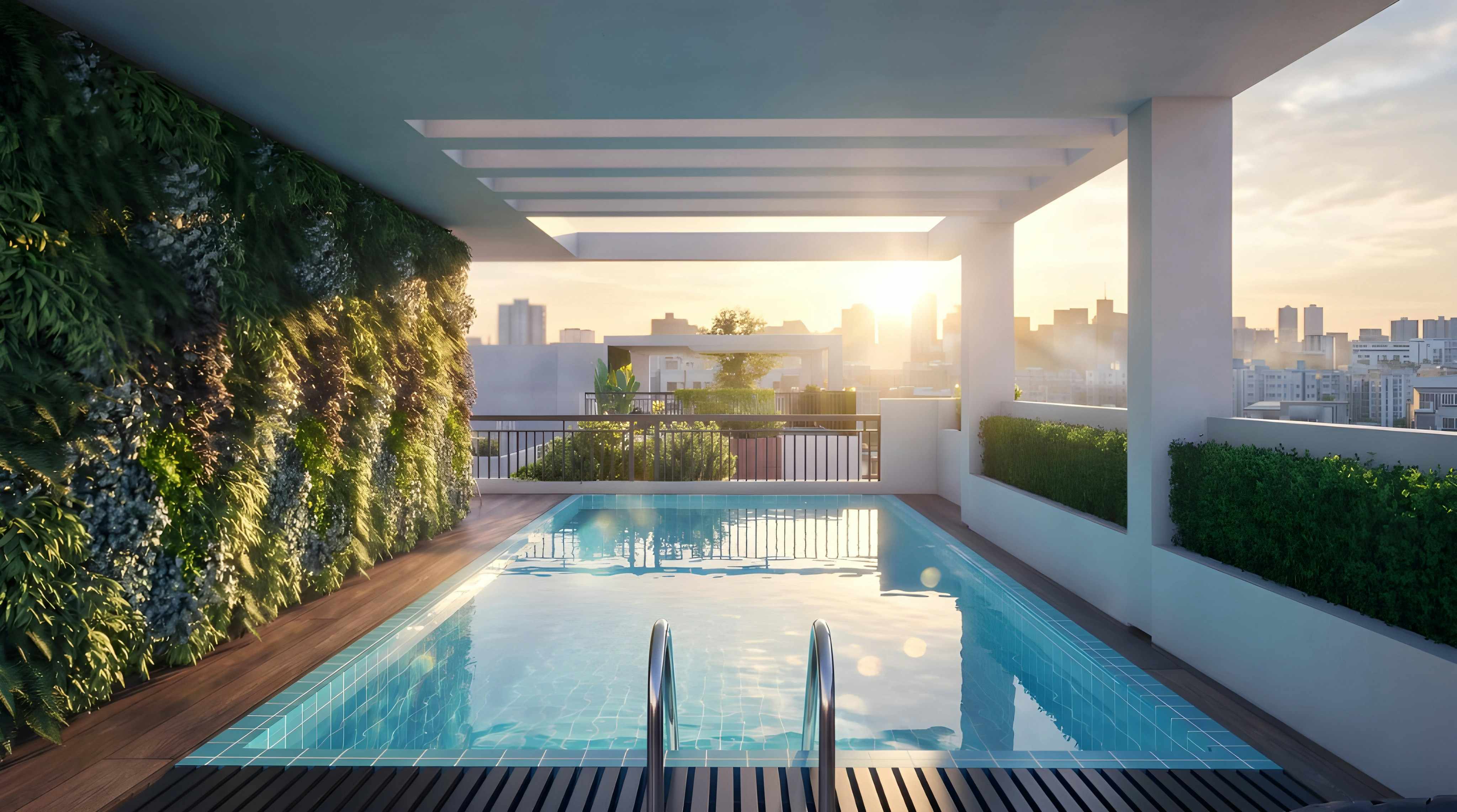 Modern pool in South African landscape